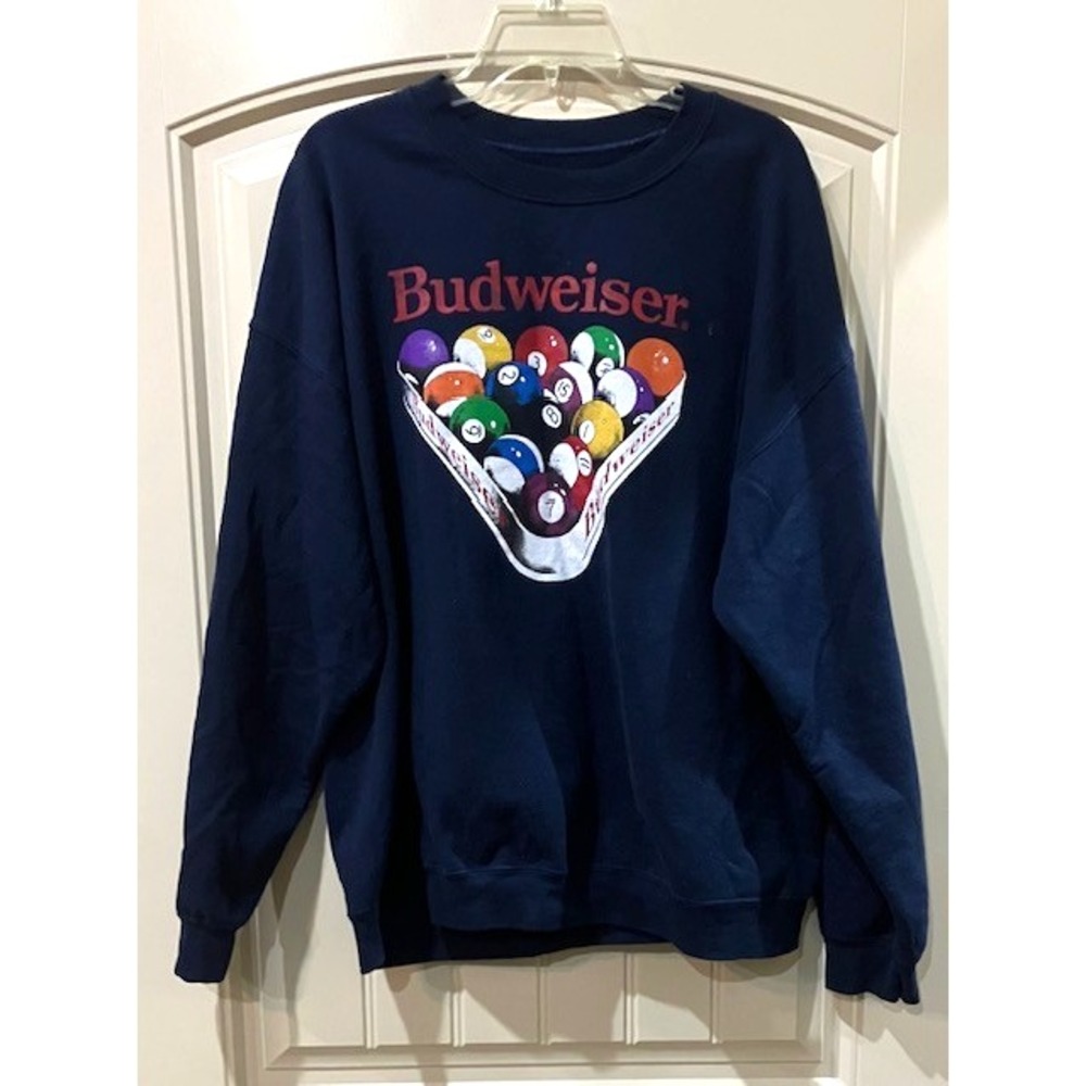 Budweiser Sweatshirt Men's  Size XL Navy Blue Long Sleeve Billiard Graphic